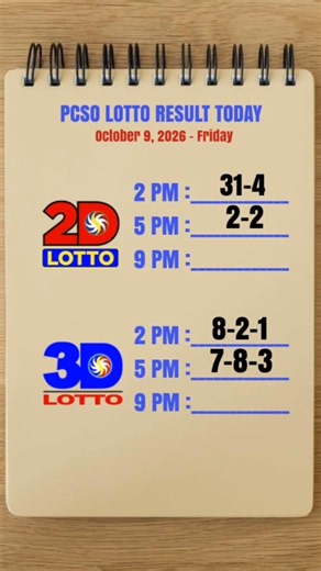 Lotto Results Today 5pm Draw October 9, 2026 PCSO Swertres Ez2 #lotto #lottoresulttoday