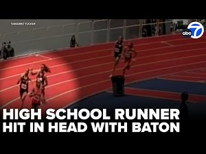 Caught on video: High school runner hit in head with baton during race