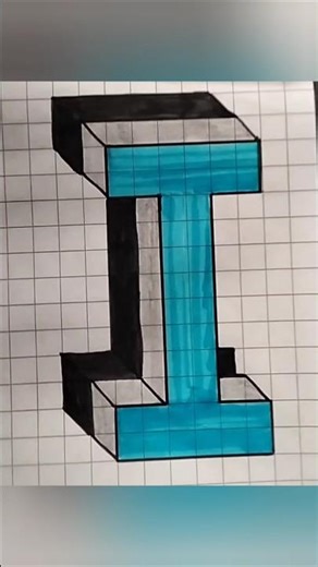 How to draw 3D Capital Letters'I' #art #trending #drawing #viral #shorts #foryou #youtube