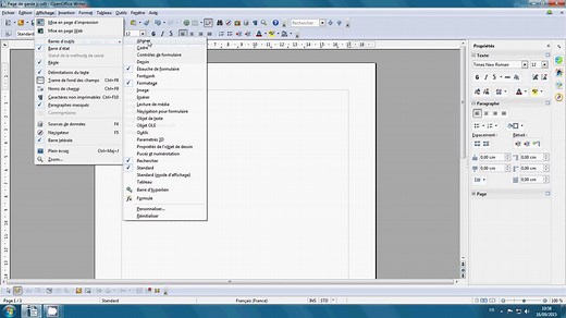 Insérer une zone de texte sous open office texte