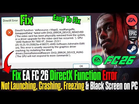 How to Fix EA FC 26 DirectX Function Error | Not Launching, Crashing, Freezing, Lagging on PC (2025)