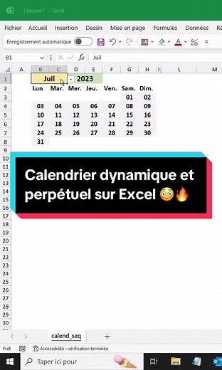 Calendrier dynamique et perpétuel sur Excel 😳🔥