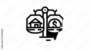 property division after divorce animated line icon property division after divorce sign. isolated on white background
