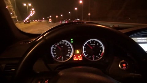 BMW M3 E92 - Drive on Autobahn Acceleration Onboard POV Driver Perspective +Sound Night Autostrada