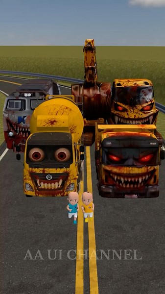 Upin Ipin dikejar Truk Molen, Excavator, Kereta Api KAI Terbengkalai‼️😱