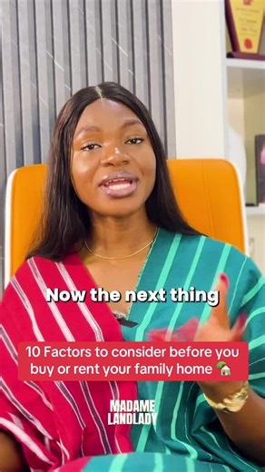 Location is a sum up of several other tiny factors; I’m talking about security, accessibility, proximity, growth trajectory and so much more In this video I shared 10 FACTORS TO CONSIDER BEFORE BUYING OR RENTING YOUR FAMILY HOME Real practical factors to help you as a family, new couple or smart home seekers. This video will save you money, time, and regret. Its on my youtube channel and its free to watch. Use the link on my bio to watch. To your home advantage, Madame Landlady #RealEstateNigeri