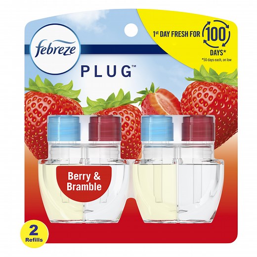 Febreze Plug In Air Freshener, Odor-Fighting Scented Oil Refill, Berry & Bramble, 2 Refills