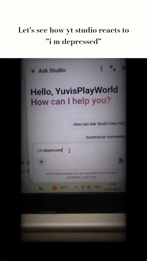 Testing the emotional intelligence of YouTube Studio AI 🩹 #MentalHealthMatters #RealTalk #viral