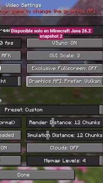 ¿Cómo activar Vulkan en Minecraft Java? - Tutorial - Minecraft Java #minecraft 26.2 Snapshot 2