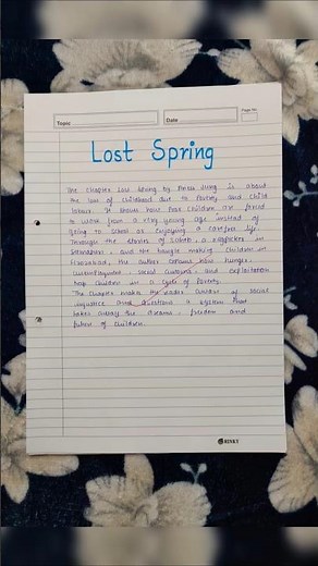 Class 12 English Project | The Lost Spring