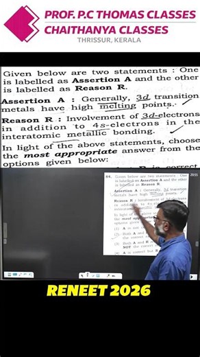Decode this Chemistry Assertion-Reason 🧪 | d- and f- Block Elements | RENEET 2026