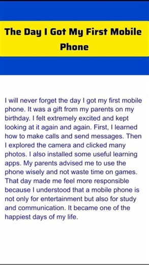 The Day I Got My First Mobile Phone | Best English Paragraph Writing