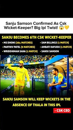 Sanju Samson CONFIRMED as CSK Wicket-Keeper? Big IPL Twist! 😱💛