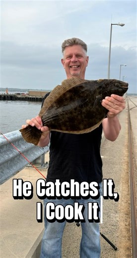 He catches it, I cook it! 🐟 Stuffed Fluke with Crab Meat - straight from the Jersey shore!
