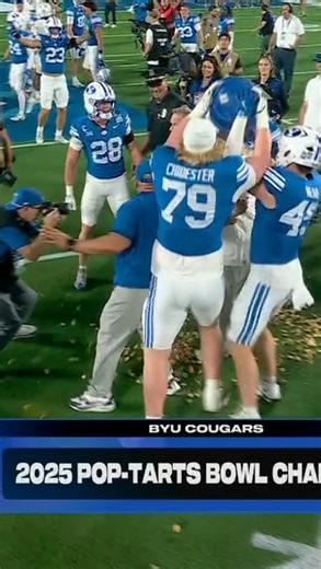 274K views · 3.8K reactions | Kalani Sitake gets the Pop-Tart bath (and a quick snack) as @byufootball claims the 2025 @poptartsbowl  #Big12FB | @byufootball | Big 12 Conference | Facebook