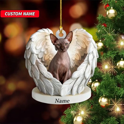 Personalized Sphynx Cat Angel Wings Ornament, 2D Flat Christmas Ornament Gift, Car Hanging Decor - Etsy UK