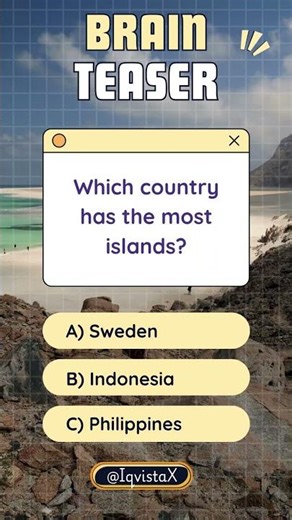 Which Country Has the Most Islands? 🏝️ | IQ VistaX #iqvistax #quiztime #didyouknow #brainlearning