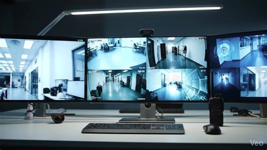 Security Surveillance Room with Multiple Monitors Displaying Live Camera Feeds of Various Locations Stock Video - Video of protection, response: 446566173
