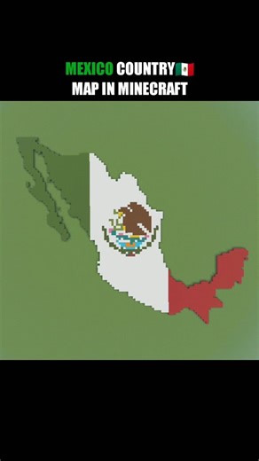 Mexico Map in Minecraft 🇲🇽 | Tricolor with Eagle Emblem Pixel Art