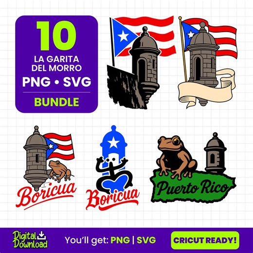 La Garita Del Morro PNG SVG Bundle | Puerto Rico Png Svg Bundle | Puerto Rico Clipart | Puerto Rico Flag | Coqui | Sapo Concho | Boricua PNG - Etsy