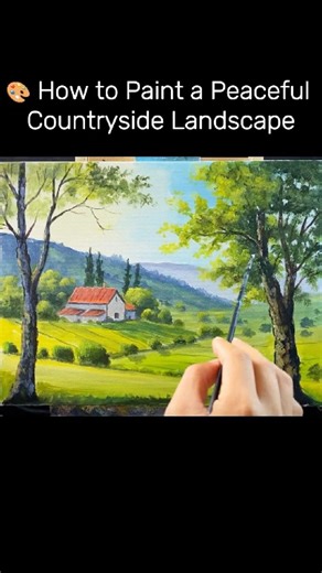 🎨 How to Paint a Peaceful Countryside Landscape #huyacrylicpainting #acrylicpainting #painting