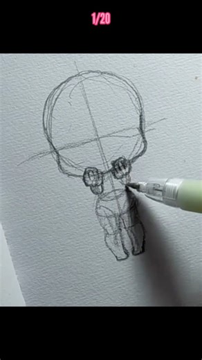 How To Draw A Chibi Body 1/20 #shorts #chibiart #chibidrawing #chibi #chibichibi #drawingposes
