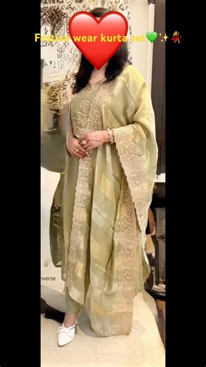 😍Festive wear kurta set for women 💚 | three piece kurta set | party wear dress #shorts #ytshorts
