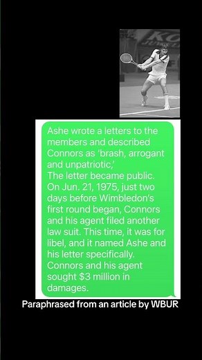 Arthur Ashe vs Jimmy Connors July 5 1975 #Wimbledon #arthurashe #JimmyConnors