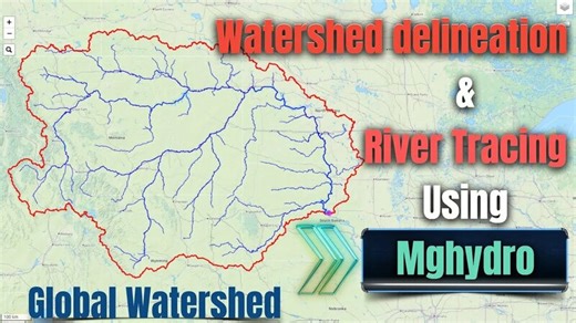 Watershed delineation & River tracing using mghydro website (Global watershed)