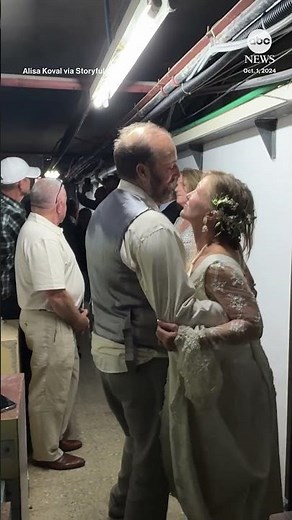 Bride and groom have first dance in bomb shelter during Iranian attack #news #wedding #israel #iran