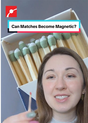 Can a burned match become magnetic? 🧲🔥 @Alex Dainis 🧬🔬 tested a viral match chemistry experiment about magnetism, and the results were more surprising than expected. Some red match heads contain iron oxide, the compound that makes rust which means they can respond to a magnet even before burning. Green strike-anywhere matches may only become magnetic after heating, when ingredients like potassium dichromate break down and potentially form magnetic compounds such as chromium dioxide. #Chemist