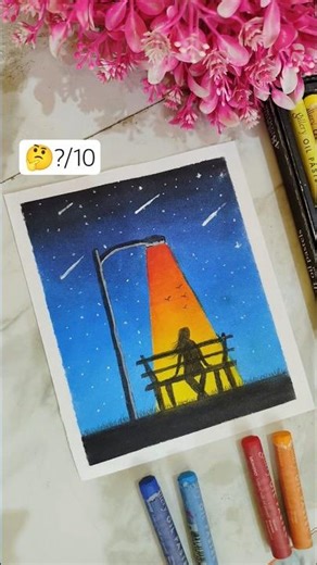 ☀️🌙 Beautiful Day and Night Oil Pastel Drawing | Oil Pastel Drawing