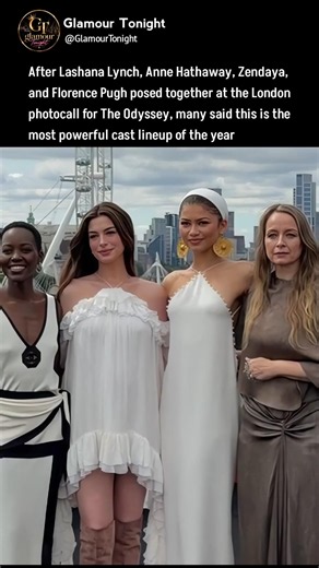 Zendaya Anne Hathaway Lashana Lynch and Florence Pugh posed together for The Odyssey 😂😭 #odyssey