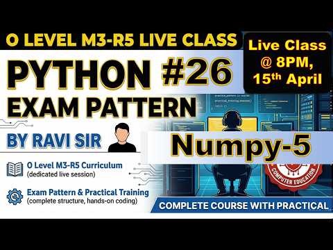 NumPy in Hindi | O Level Python | Complete Tutorial | Class-26 | MCQ | #aptinstitute