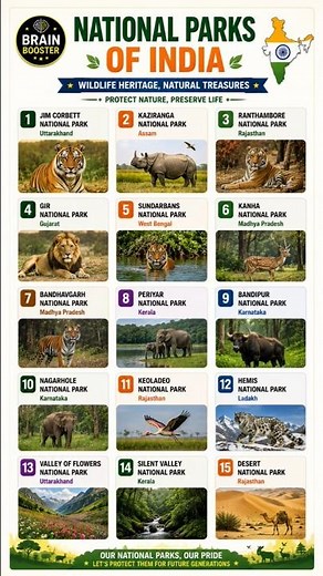 Top 15 National Parks of India 🌳🐅Famous Wildlife Sanctuaries