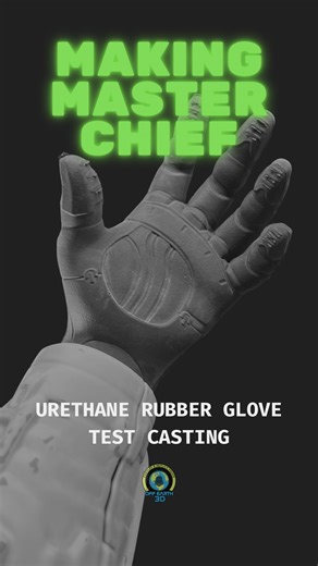 Darryl | Off Earth 🌎 on Instagram: "Master Chief’s Glove Tutorial — using a 3D Printed Mold, primer, truck bed liner and urethane rubber. I was able to create this super cool and detailed glove for my upcoming MKV Master Chief cosplay build! Drop a 💚 in the comments if you read the caption! - 3D Model - @titlewavedesigns Filament - @overture3dfilament ASA Urethane - @alumiliteco Flex 20, Flex 60 - #cosplay #masterchief #halo #propmaker #3dprint"