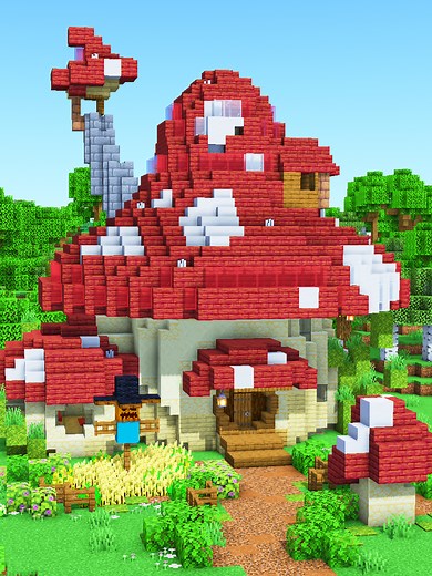 Toadstool House - Online 3D Guide for Minecraft House Build