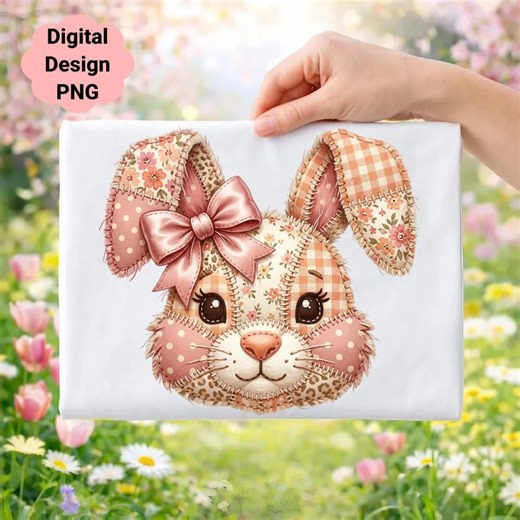 Patchwork Bunny Clipart, Quilted Rabbit Easter Graphic (digital Download) - Etsy