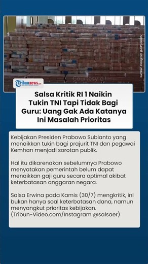 Furious! Salsa Harshly Criticizes Prabowo for Increasing Military Allowances but Not for Teachers...
