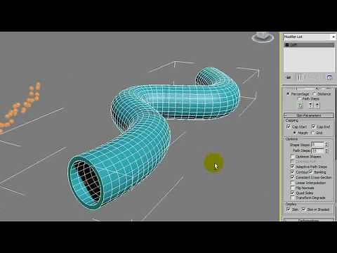 3ds max Space Warp Follow Path Tube, English.