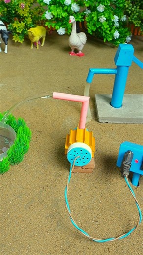 Mini hand pump project water with supply motor drinks donkey duck farm #waterpump #shorts #698