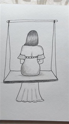 Easy Girl on Swing Drawing for Beginners 🌸 #shorts #girldrawing #drawingshorts #arttutorial