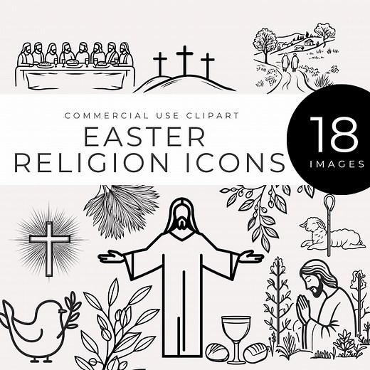 Easter Religious Icons Clipart, Christian Symbols in Black and White Pngs, Digital Faith-based Art for Holy Week, Crafts, and Worship Decor - Etsy