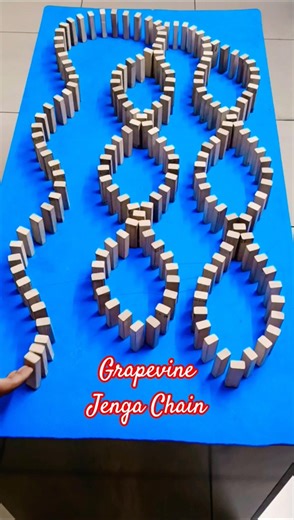 Ultimate Grapevine Jenga Domino Chain Trick 🍇🧱 #shorts #jenga #grapevine #chainreaction