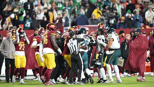Brawl Breaks out Between Eagles and Commanders, 3 Ejected