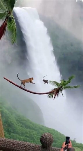 LEOPARD VS MONKEY The Most INSANE Waterfall Chase EVER! 😱🐆🐒