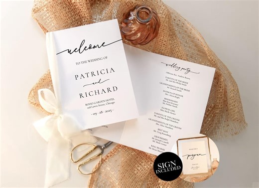 Folded Editable Wedding Program Template, Order of Service (instant Download) - Etsy