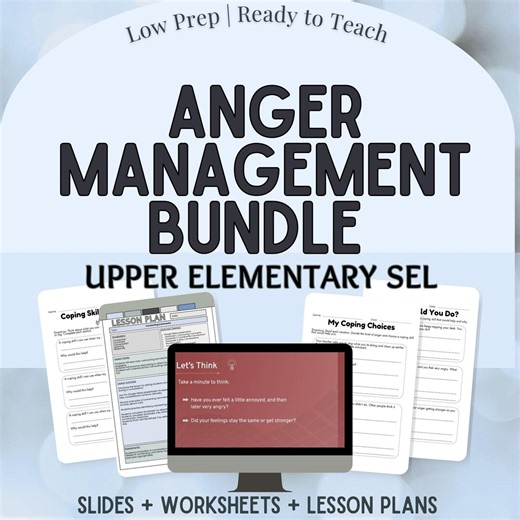 Anger Management SEL Curriculum | Emotional Regulation Lessons | Coping Skills, Triggers, Body Signals | School Counseling | Grades 3–5 - Etsy