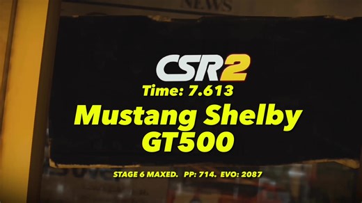 CSR2 Mustang Shelby GT500 Tier 5 5 Gold Stars Dyno Time: 7.681 Actual Time: 7.613 Nitro: 230/4.0 Final Drive: 2.58 Tires 0/100 PP: 714 EVO: 2087 All 6th stage upgrades fitted. All Fusion parts installed #csr2 #csr2racing #csr2racing2