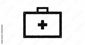 First Aid outline icon animation footage/video. Hand drawn like symbol animated with motion graphic, can be used as loop item, has alpha channel and it's at 4K video resolution.